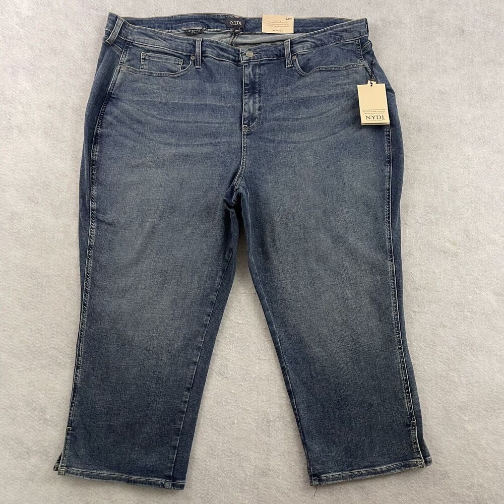 NYDJ Jeans Womens 24W Blue Loire Chloe Capri Slit Hem Lift Tuck Tech MSRP $89 - Picture 4 of 16